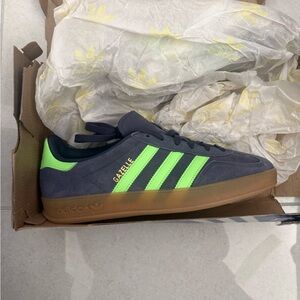 adidas Gazelle Gray and Neon Green Shoes